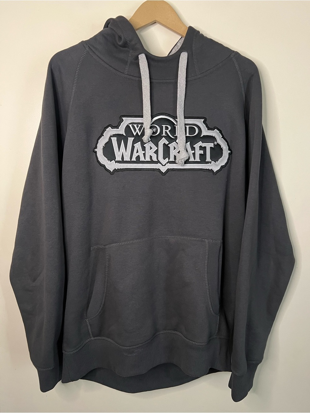 World Of Warcraft Embroidered Gray Pullover Hoodie Size L